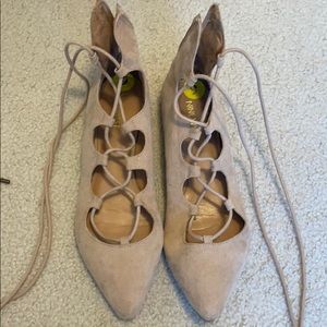 Tan lace up flats 9